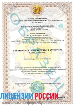 Образец сертификата соответствия аудитора №ST.RU.EXP.00014300-1 Курагино Сертификат OHSAS 18001